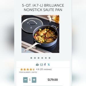 Pampered Chef 5qt Brilliance Non Stick Saute Pan